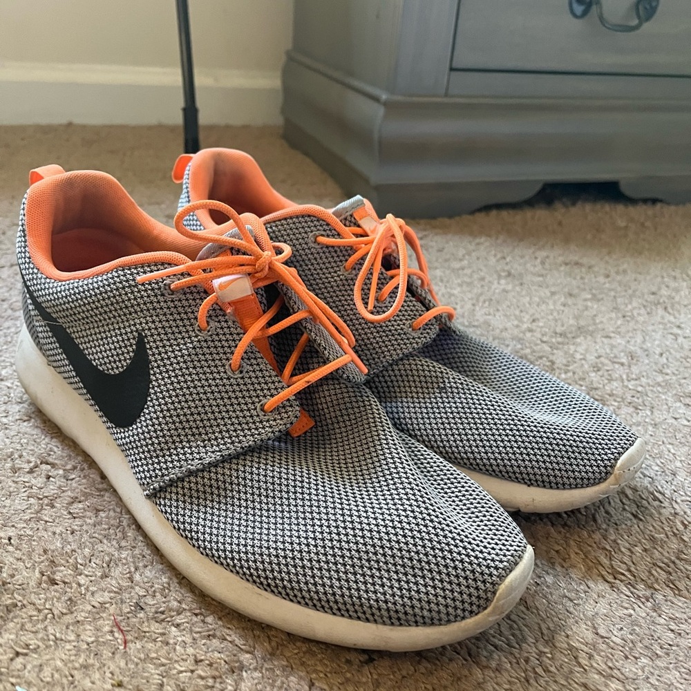 Mens Orange and Gray Nike Roshe
